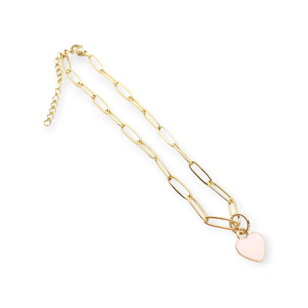 footchain steel gold pink heart2